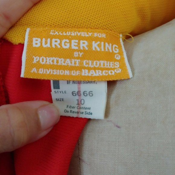 ❤️SOLD❤️Vintage 1970s Burger King Fast Food Restaurant Uniform Top Yellow Orange - Picture 6 of 7